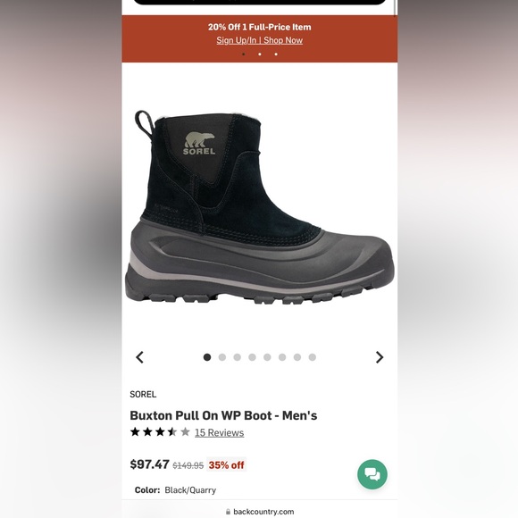 Sorel Men’s Buxton Pull On Snow Boot. Size 10 - Picture 16 of 16